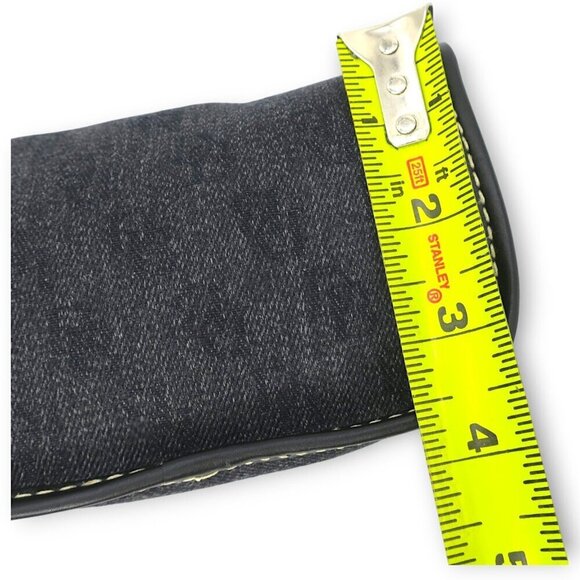 Vintage 90's Dooney & Bourke Denim DB Logo Wristlet Pouch Leather Strap Keyring - Picture 4 of 4